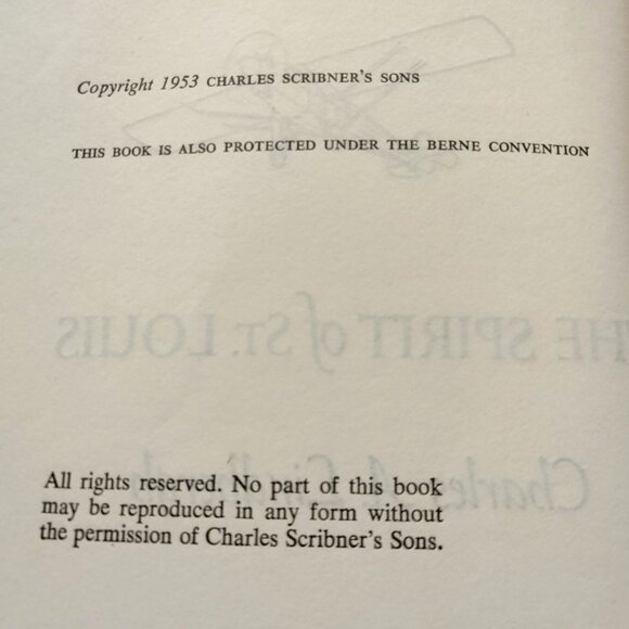 The Spirit of St Louis Charles Lindberg Scribner Sons Book Paperback Vintage 195 - Picture 3 of 3